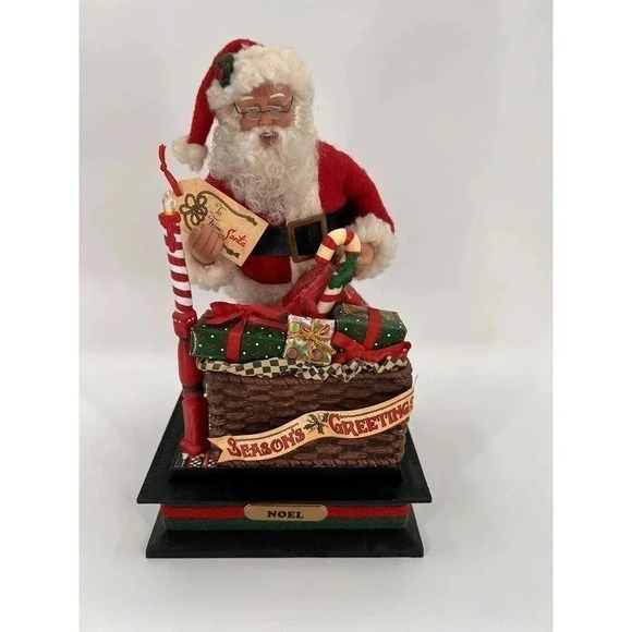 Santa Musical Scene Holiday Creations 1993 Toy Shop Bag Of Presents w/ Light 12” - Picture 3 of 10